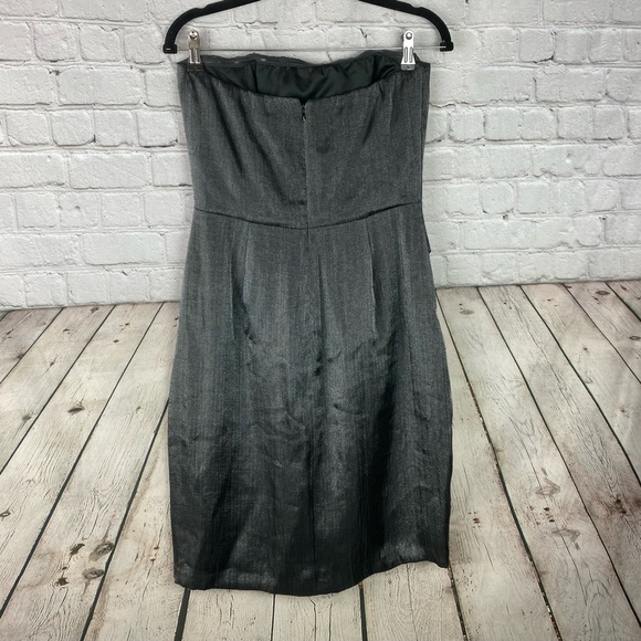 🆕 Express Womens Strapless Gray Metallic Bow Formal Party Cocktail Dress Size 8 - Picture 3 of 8